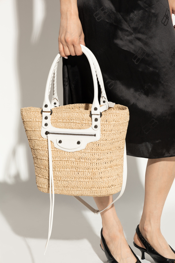 トートバッグ BALENCIAGA Raffia Small Le City Bucket Bag BALENCIAGA Le City Basket Shoulder Bag BEIGE | Base Blu
